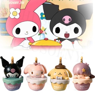 ตุ๊กตาฟิกเกอร์ Sanrio Cinnamoroll Kuromi Hello Kitty Melody Pom Pom Purin Pochacco ของเล่นสําหรับเด็ก