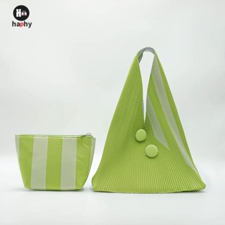 ใหม่ กระเป๋าสะพายไหล่ ทรงสามเหลี่ยม แต่งจับจีบ แบบพกพา สีตัดกัน สําหรับสตรี 2023