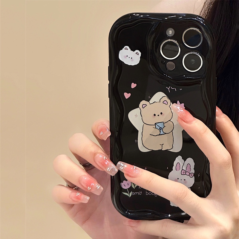 เคสโทรศัพท์มือถือ-ลายหมี-กระต่าย-สีครีม-สําหรับ-iphone-15-14promax-13-12-11-xr-xs-x-xsmax-7-8plus-dinuo-j