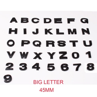 สติกเกอร์โลหะ ผิวด้าน ลายตัวอักษร ตัวเลข 3D ขนาด 45 มม. สีดําด้าน สําหรับติดตกแต่งรถยนต์ DIY 1 ชิ้น