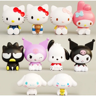 ตุ๊กตาฟิกเกอร์ อนิเมะ Sanrio Cinnamoroll Pachacco Kuromi Kawaii Hello Kitty ของเล่นสําหรับเด็ก