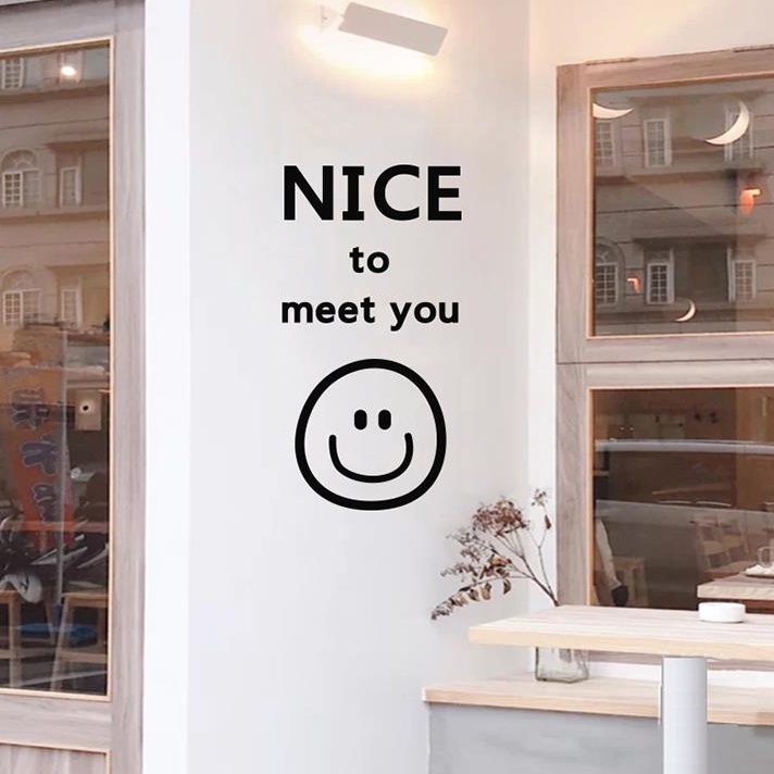 สติกเกอร์-ลายหน้ายิ้ม-nice-to-meet-you-ป้องกันการชน-สําหรับติดตกแต่งกระจก-ประตู-หน้าต่าง-ร้านค้า-ร้านชานม