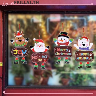 Faccfki กระดาษตกแต่งประตู ลายซานตาคลอส สโนว์แมน สุขสันต์วันคริสต์มาส พร้อมเชือกเส้นเล็ก สําหรับเด็ก 2 ชิ้น