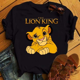เสื้อยืดแขนสั้นลําลอง คอกลม พิมพ์ลาย The Lion King The Lion King แฟชั่นฤดูร้อน สไตล์สตรีท สําหรับผู้หญิง