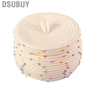 Dsubuy Rope Storage Box  Soft Cotton Lid Large  Round Woven for Small Items