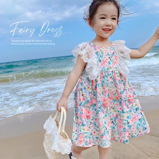 2023 summer dress new girls broken flower dress baby princess dress foreign style childrens dress childrens Korean version skirt