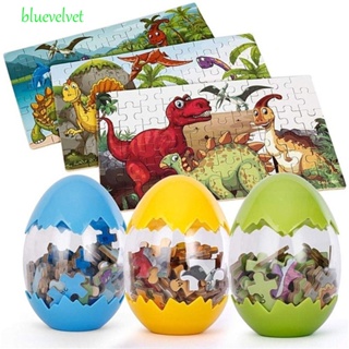 Bluevelvet จิ๊กซอว์ไม้ รูปไข่ไดโนเสาร์ เทศกาลอีสเตอร์ ของขวัญวันขอบคุณพระเจ้า วันคริสต์มาส หลากสี 60 ชิ้น