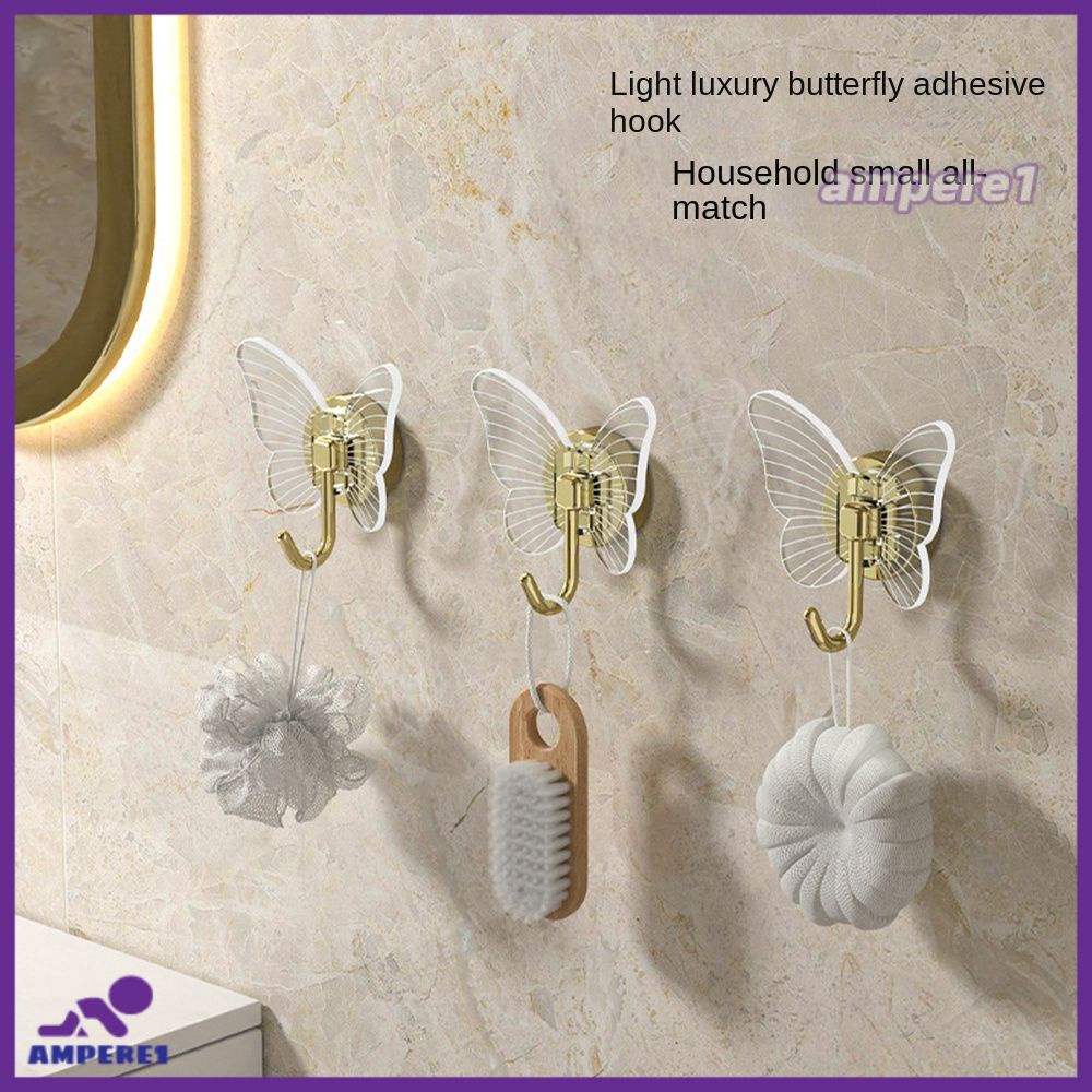 creative-light-luxury-butterfly-hook-bathroom-punch-free-wall-hook-ตะขอแขวนเสื้อผ้าไร้รอยต่อประตูทางเข้าโถงทางเดิน-strong-adhesive-hook-ame1-ame1