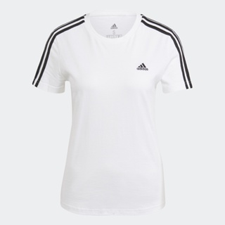 adidas ไลฟ์สไตล์ เสื้อยืด Essentials Slim 3-Stripes ผู้หญิง สีขาว GL0783