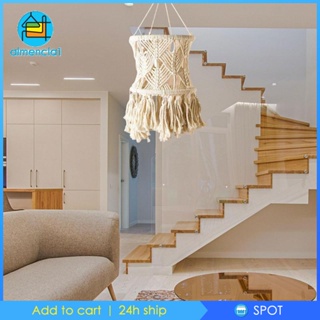 [Almencla1] โป๊ะโคมไฟเพดาน แบบถักมาคราเม่ สไตล์โบโฮ สําหรับห้องนั่งเล่น หอพัก สํานักงาน