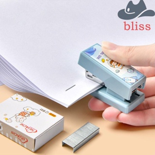 Bliss ชุดเครื่องเย็บกระดาษ ขนาดเล็ก พร้อมลวดเย็บกระดาษ ลายการ์ตูน ใช้ง่าย สําหรับสํานักงาน