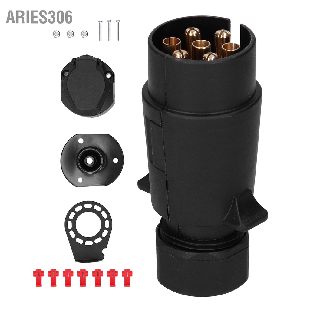 aries306-7-pin-trailer-plug-connector-สายไฟอะแดปเตอร์ทองแดง-contact-สำหรับรถยนต์เพื่อการพาณิชย์รถพ่วง-rv-รถ