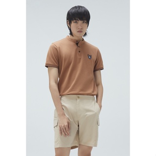 ESP เสื้อโปโลคอจีนลายเฟรนช์ชี่ ผู้ชาย สีน้ำตาล | Frenchie Polo Shirt | 03797