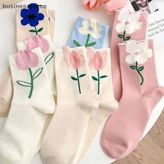 Bsth 1 คู่ ถุงเท้าผู้หญิง การ์ตูนดอกไม้ สีลูกกวาด ฮาราจูกุ ระบายอากาศ การออกแบบ สไตล์เกาหลี ญี่ปุ่น สะดวกสบาย ถุงเท้าใหม่ แตกต่างกัน