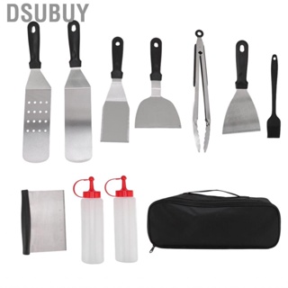 Dsubuy Griddle Scraper Tool Stainless Steel Sturdy Durable Spatula Ergonomic Design with Brush 2 Bottle Tong for BBQ