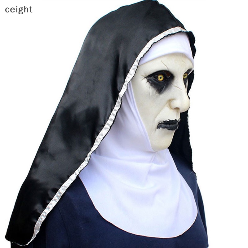 ceight-หน้ากากยาง-รูป-the-horror-scary-nun-พร้อมผ้าพันคอ-สําหรับแต่งคอสเพลย์ฮาโลวีน