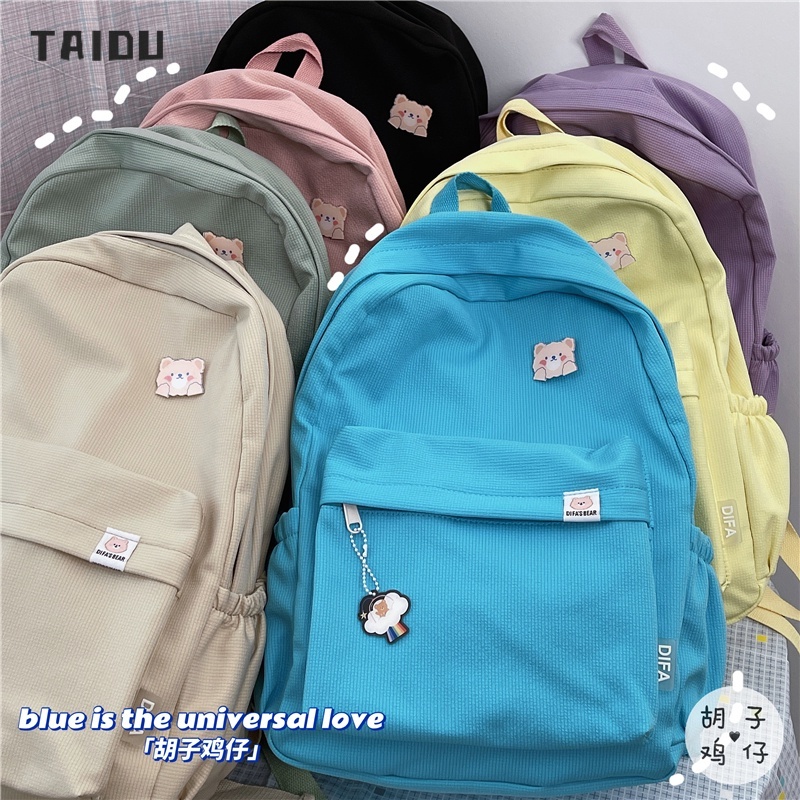 taidu-กระเป๋าเป้สะพายหลัง-กระเป๋านักเรียน-ความจุสูง-ระบายอากาศได้ดี-สีแคนดี้-สไตล์ญี่ปุ่น-สําหรับผู้หญิง