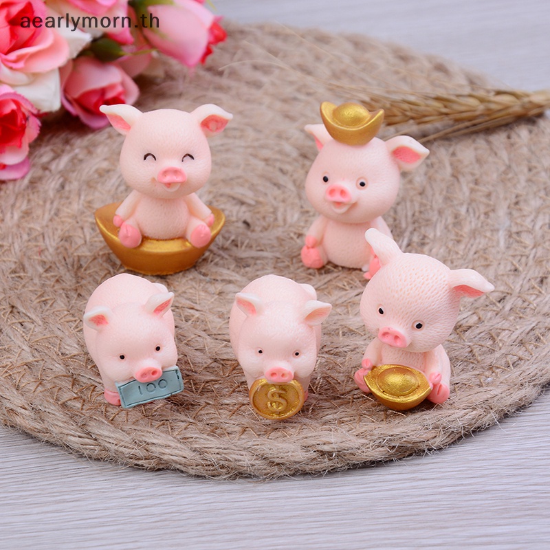 aa-หมูจิ๋วน่ารัก-สําหรับตกแต่งสวน-diy-5-ชิ้น-ต่อชุด