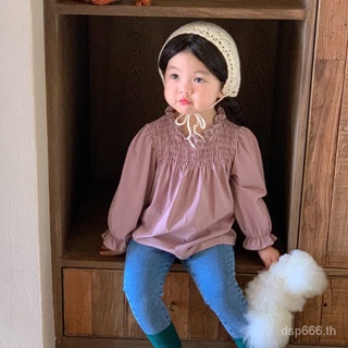 Zuo Xiaoran childrens clothing 2023 girls Autumn New Korean style childrens knitted all-match solid color base shirt OBC1