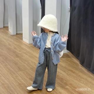 New Korean childrens clothing Spring and Autumn new girls fried street lazy style mohair linen knitwear cardigan sweater coat trendy SYC2