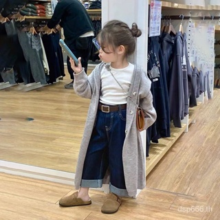 New 2023 girls Spring and Autumn New Korean style foreign hooded long sweater cardigan coat casual all-match knitted clothes HXKJ