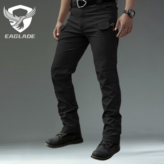 Eaglade กางเกงคาร์โก้ยุทธวิธี สําหรับผู้ชาย สีดํา Ix7