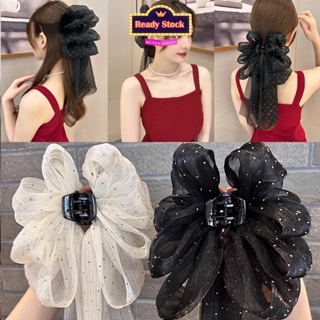 [Ready stock] hair clip gauze ribbon bow for women hair clip half-head style shark headdress