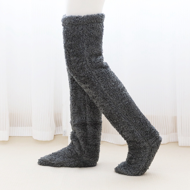 ถุงเท้า-ผ้าฟลีซ-แบบนิ่ม-ความยาวเหนือเข่า-ให้ความอบอุ่น-แฟชั่นฤดูหนาว-สําหรับผู้หญิง