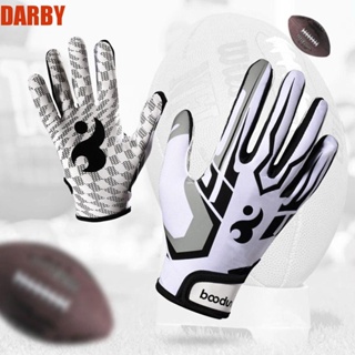 Darby ถุงมือรักบี้ ถุงมือฟุตบอล กันลื่น ระบายอากาศ แบบเต็มนิ้ว ซิลิโคน ถุงมือกีฬากลางแจ้ง