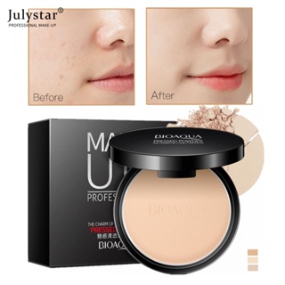 JULYSTAR Bioaoua Two Way Cake Foundation Powder แป้งแยกครีมบีบีครีมหนาแน่นแป้งละเอียดน้ำหนักเบาสำหรับความงาม