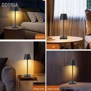 DDORIA โคมไฟตั้งโต๊ะไร้สายอุณหภูมิสี 3 สี 3600mAh แบตเตอรี่โคมไฟตั้งโต๊ะสำหรับห้องนอนโต๊ะกาแฟร้านอาหาร