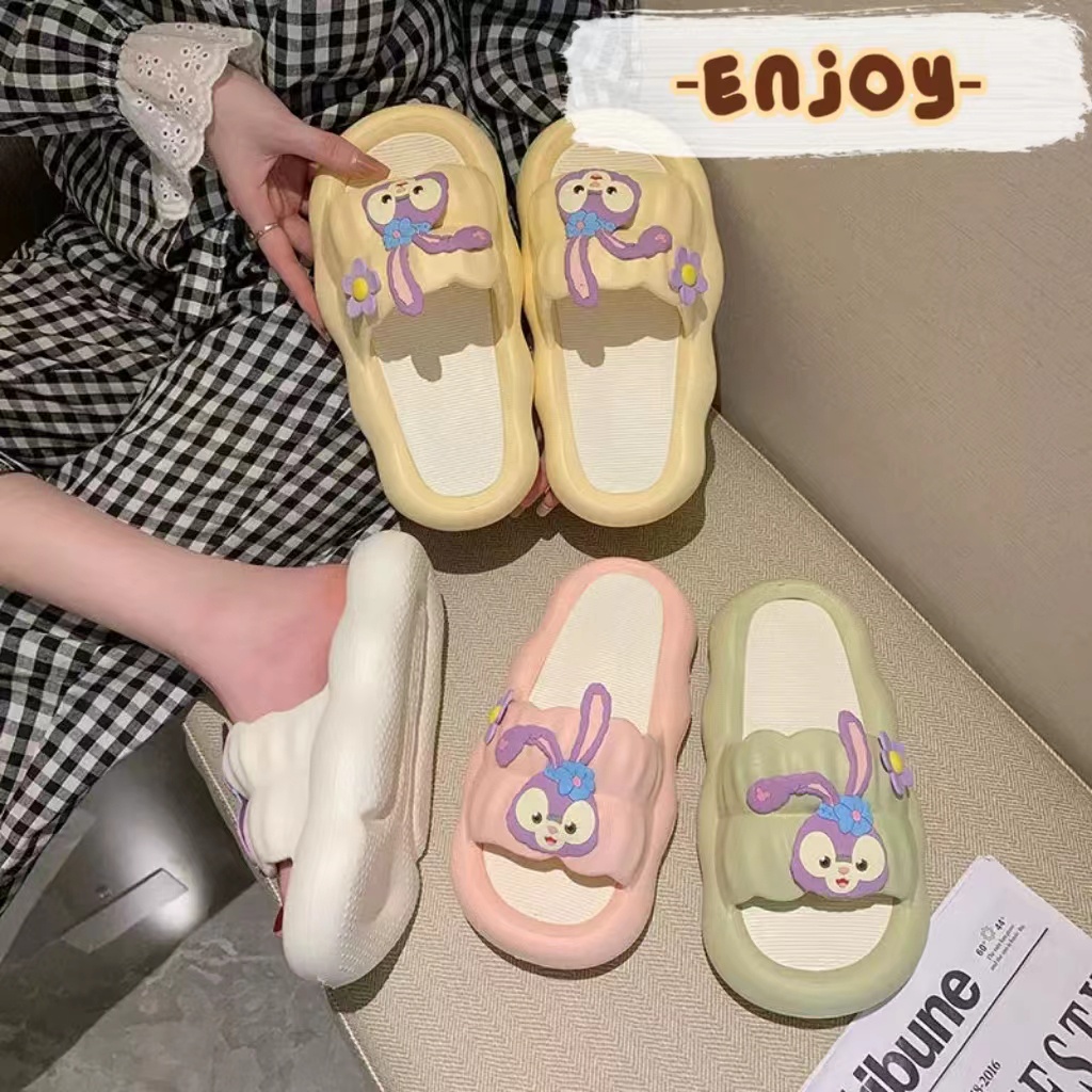 enjoy-พร้อมส่ง-lt-qc-รองเท้า-แตะแบบสวม-กระต่ายหูตก-ลายหยัก