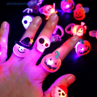 Alittlese แหวนไฟ LED รูปฟักทอง ผี กะโหลก ฮาโลวีน ปาร์ตี้ สําหรับผู้ใหญ่ เด็ก 5 ชิ้น