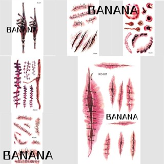 Banana1 สติกเกอร์รอยสักชั่วคราว ลายรอยแผลเป็นจากเลือด รอยสักน่ากลัว รอยแผลเป็นจากการบาดเจ็บ สําหรับผู้ใหญ่ 25 ชิ้น