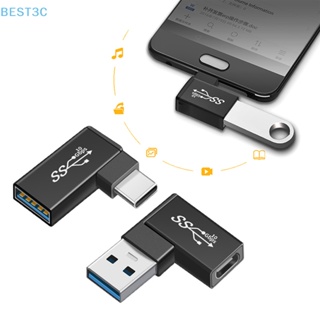 Best3c OTG อะแดปเตอร์แปลง USB 3.1 Type C ตัวเมีย เป็น USB 3.0 ตัวผู้ 10Gbps Type C เป็น USB 3.0 มุม 90 องศา สําหรับตัวเชื่อมต่อ USB C OTG