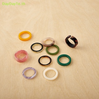 Daydayto ชุดแหวนนิ้วมือเรซิ่น หลากสี สไตล์เกาหลี เรียบง่าย 10 ชิ้น ต่อล็อต