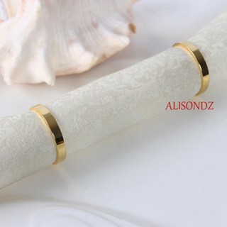 Alisondz แหวนรัดผ้าเช็ดปาก สีทอง 4/6 ชิ้น อุปกรณ์จัดเลี้ยง งานแต่งงาน โรงแรม หัวเข็มขัดผ้าเช็ดปาก