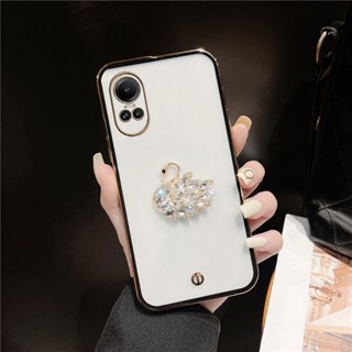 ใหม่ เคสโทรศัพท์มือถือแบบนิ่ม ใส กันกระแทก กันรอยเลนส์กล้อง ลายหงส์คริสตัล สําหรับ Oppo Reno10 Pro Global Version Reno 10 Pro+ 5G Reno10Pro Plus 2023