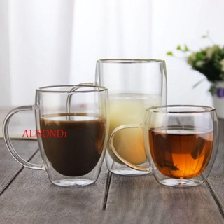 Alisond1 ถ้วยแก้ว มีฉนวนกันความร้อน ใช้ซ้ําได้ สําหรับใส่เครื่องดื่ม ชา นม เอสเปรสโซ่ ลาเต้ คาปูชิโน่