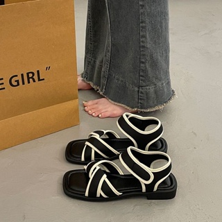 Aès  องเท้าแตะหญิง รองเท้าแตะ ลำลองสำหรับผู้หญิง พื้นรองเท้าหนามาก  fashion ins สไตล์เกาหลี สวย B20H1CR 36Z230909