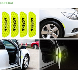 Superaf เทปสะท้อนแสง สีเขียวสะท้อนแสง เพื่อความปลอดภัย สําหรับติดประตูรถยนต์ 4 ชิ้น