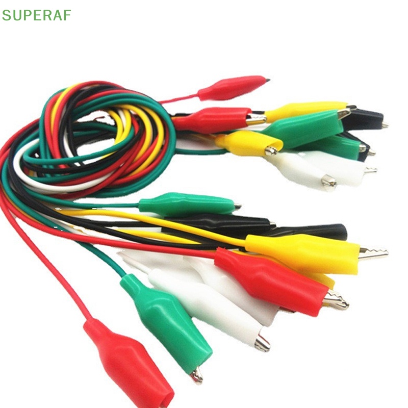 superaf-ขายดี-คลิปปากจระเข้-ปากจระเข้-สองหัว-สําหรับทดสอบไฟฟ้า-diy-10-ชิ้น