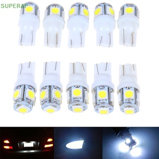 Superaf หลอดไฟ LED T10 Wedge 5-SMD 5050 5W5 สีขาว สําหรับติดป้ายทะเบียนรถยนต์ 10 ชิ้น