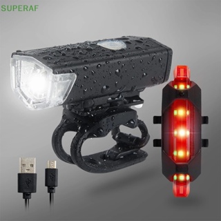 Superaf ชุดไฟฉาย LED ชาร์จ USB อุปกรณ์เสริม สําหรับรถจักรยาน MTB