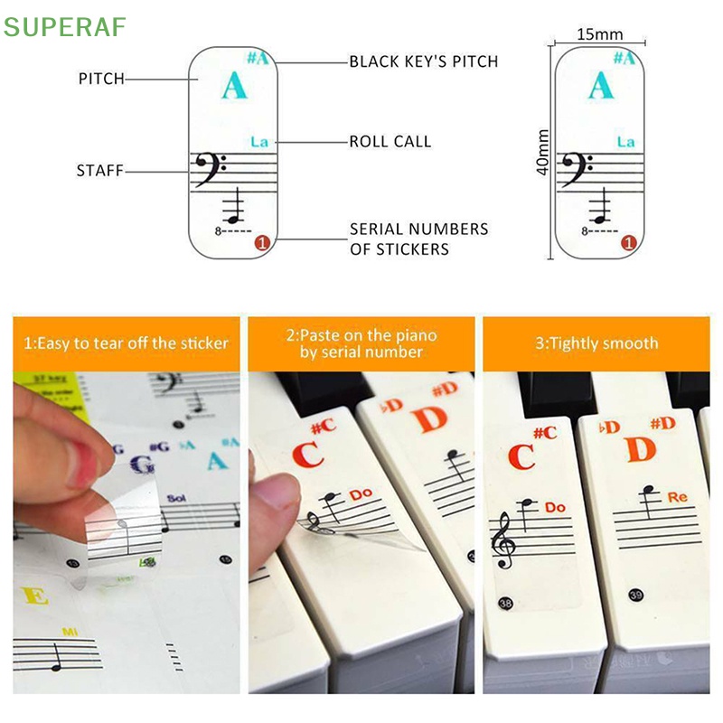 superaf-ขายดี-สติกเกอร์ใส-ติดคีย์บอร์ดโน้ตเปียโน-88-61-54-49-37-คีย์