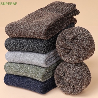 Superaf ถุงเท้าลําลอง ผ้าฝ้าย ระบายอากาศ ให้ความอบอุ่น สไตล์นักธุรกิจ แฟชั่นฤดูหนาว สําหรับผู้ชาย