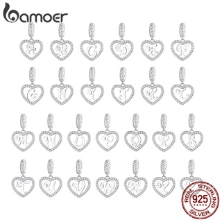 Bamoer จี้เงิน 925 รูปหัวใจ และตัวอักษร A-Z เครื่องประดับแฟชั่น สําหรับผู้หญิง