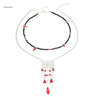 ✿ สร้อยคอ จี้รูปผีเสื้อ สีแดง สําหรับปาร์ตี้ฮาโลวีน