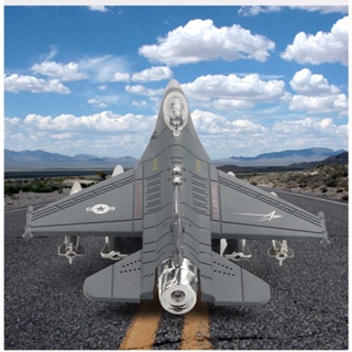 F16 โมเดลเครื่องบินรบ แบบโลหะผสม ดึงแสงด้านหลัง เครื่องประดับเอฟเฟกต์เสียงจําลอง