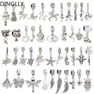 Dinglly จี้รูปสัตว์ เต่า โลมา สุนัข แมว สีเงิน สําหรับทําเครื่องประดับ Diy